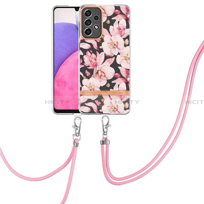 Handyhülle Silikon Hülle Gummi Schutzhülle Flexible Modisch Muster mit Schlüsselband Lanyard Y06B für Samsung Galaxy A33 5G groß