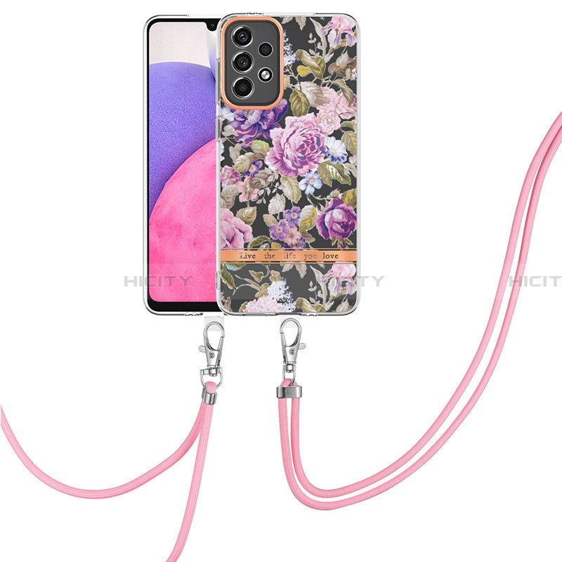 Handyhülle Silikon Hülle Gummi Schutzhülle Flexible Modisch Muster mit Schlüsselband Lanyard Y06B für Samsung Galaxy A33 5G