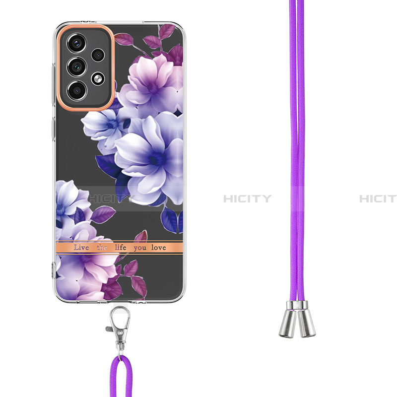 Handyhülle Silikon Hülle Gummi Schutzhülle Flexible Modisch Muster mit Schlüsselband Lanyard Y06B für Samsung Galaxy A33 5G