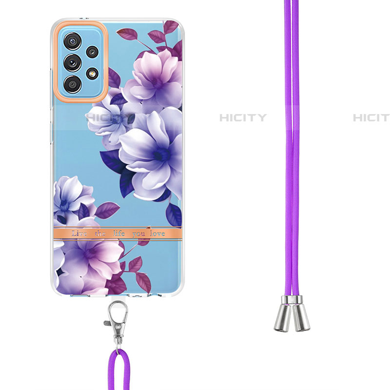 Handyhülle Silikon Hülle Gummi Schutzhülle Flexible Modisch Muster mit Schlüsselband Lanyard Y06B für Samsung Galaxy A52 4G groß