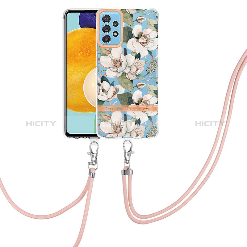 Handyhülle Silikon Hülle Gummi Schutzhülle Flexible Modisch Muster mit Schlüsselband Lanyard Y06B für Samsung Galaxy A52s 5G groß