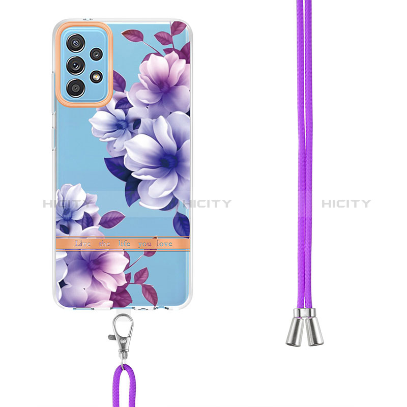 Handyhülle Silikon Hülle Gummi Schutzhülle Flexible Modisch Muster mit Schlüsselband Lanyard Y06B für Samsung Galaxy A52s 5G groß