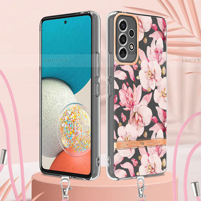 Handyhülle Silikon Hülle Gummi Schutzhülle Flexible Modisch Muster mit Schlüsselband Lanyard Y06B für Samsung Galaxy A53 5G groß