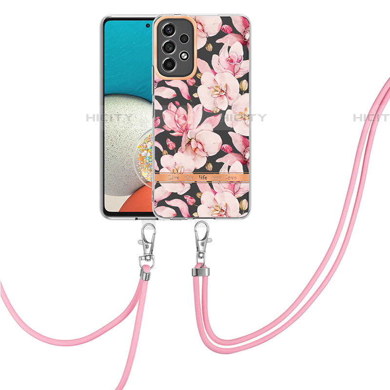 Handyhülle Silikon Hülle Gummi Schutzhülle Flexible Modisch Muster mit Schlüsselband Lanyard Y06B für Samsung Galaxy A53 5G groß