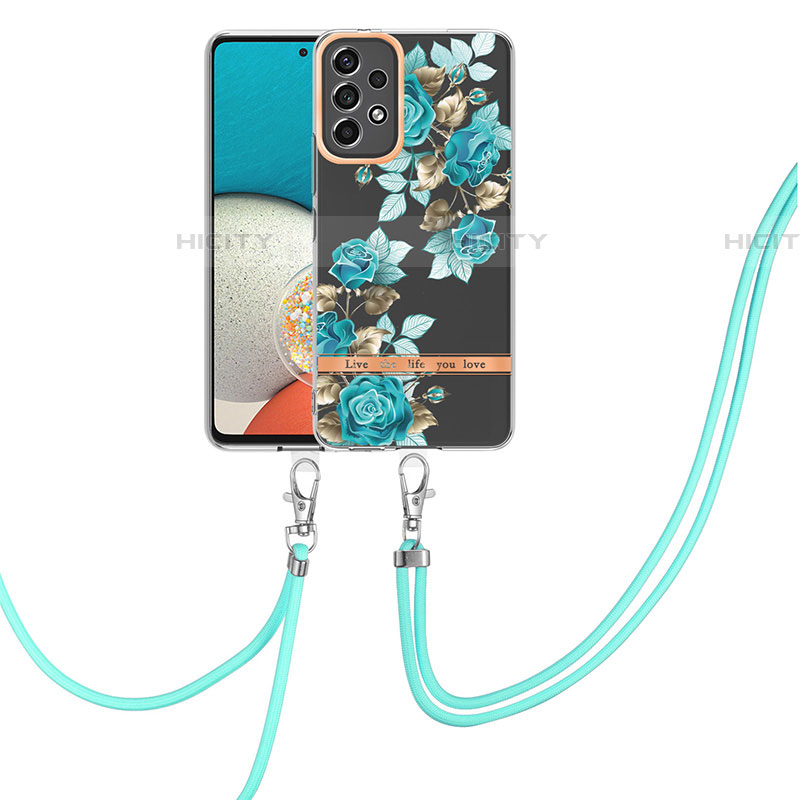 Handyhülle Silikon Hülle Gummi Schutzhülle Flexible Modisch Muster mit Schlüsselband Lanyard Y06B für Samsung Galaxy A53 5G