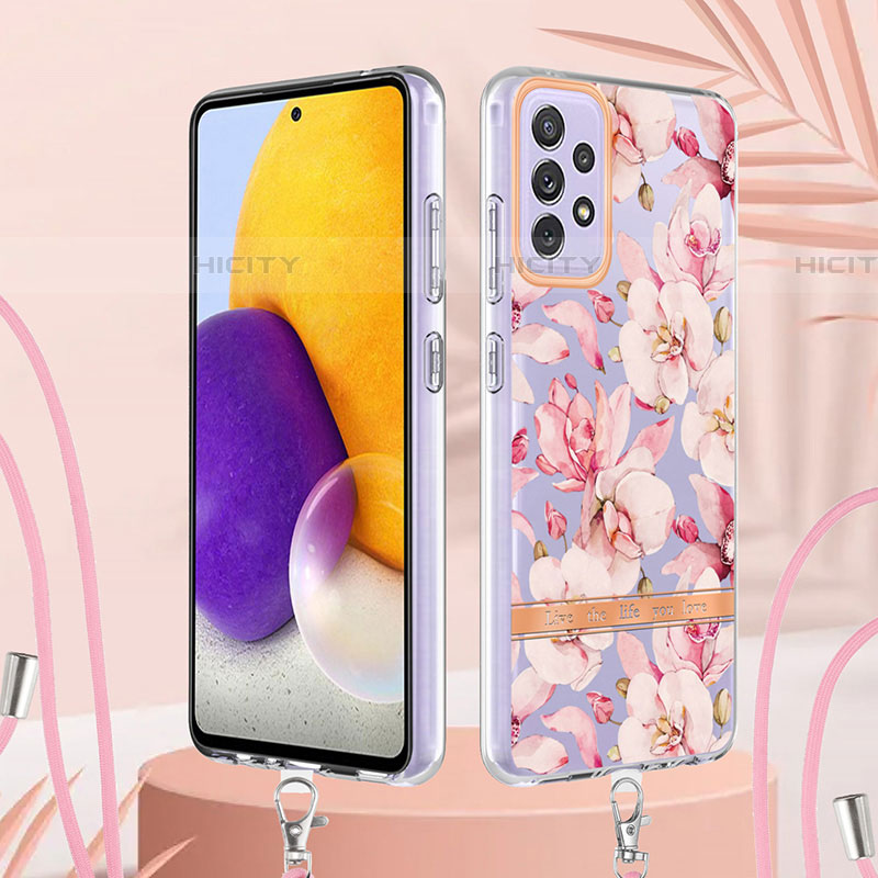 Handyhülle Silikon Hülle Gummi Schutzhülle Flexible Modisch Muster mit Schlüsselband Lanyard Y06B für Samsung Galaxy A72 4G