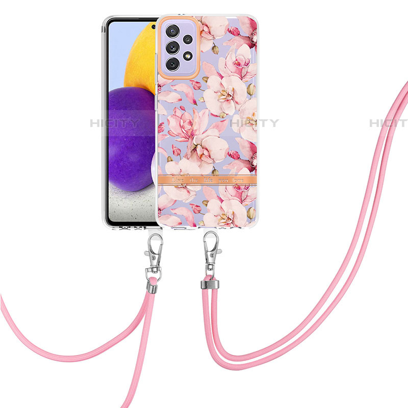 Handyhülle Silikon Hülle Gummi Schutzhülle Flexible Modisch Muster mit Schlüsselband Lanyard Y06B für Samsung Galaxy A72 4G groß