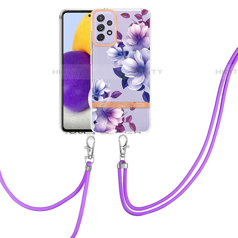 Handyhülle Silikon Hülle Gummi Schutzhülle Flexible Modisch Muster mit Schlüsselband Lanyard Y06B für Samsung Galaxy A72 4G groß