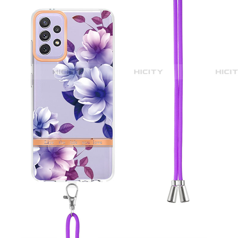 Handyhülle Silikon Hülle Gummi Schutzhülle Flexible Modisch Muster mit Schlüsselband Lanyard Y06B für Samsung Galaxy A72 4G groß