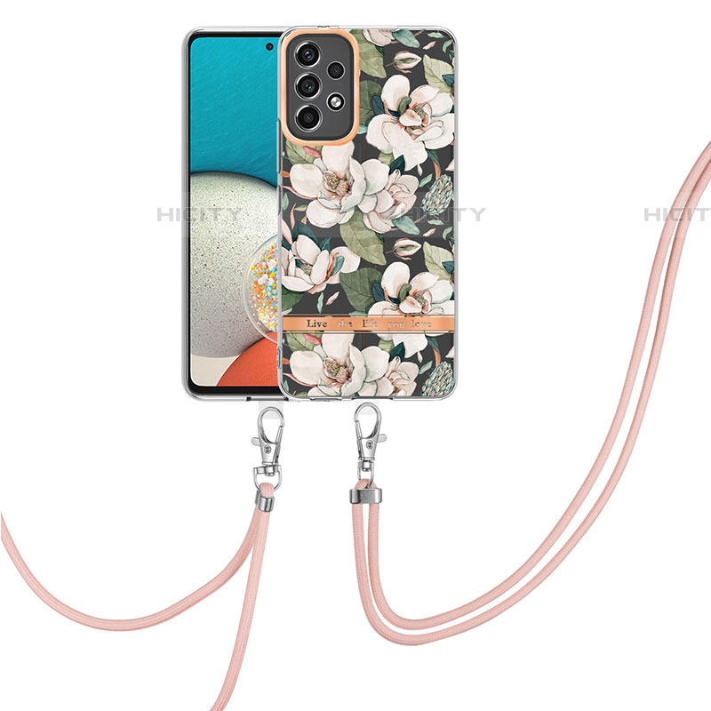 Handyhülle Silikon Hülle Gummi Schutzhülle Flexible Modisch Muster mit Schlüsselband Lanyard Y06B für Samsung Galaxy A73 5G