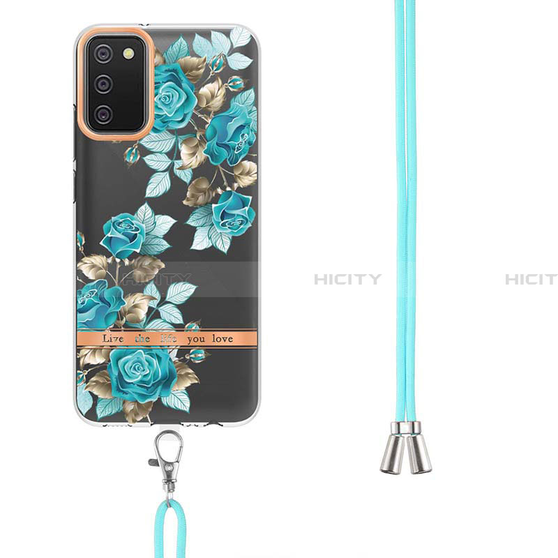 Handyhülle Silikon Hülle Gummi Schutzhülle Flexible Modisch Muster mit Schlüsselband Lanyard Y06B für Samsung Galaxy F02S SM-E025F