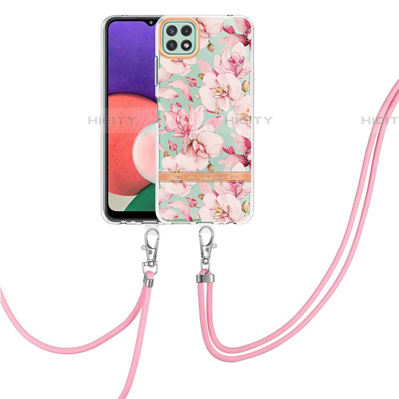 Handyhülle Silikon Hülle Gummi Schutzhülle Flexible Modisch Muster mit Schlüsselband Lanyard Y06B für Samsung Galaxy F42 5G