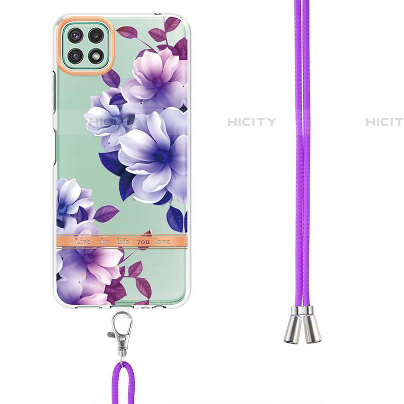 Handyhülle Silikon Hülle Gummi Schutzhülle Flexible Modisch Muster mit Schlüsselband Lanyard Y06B für Samsung Galaxy F42 5G