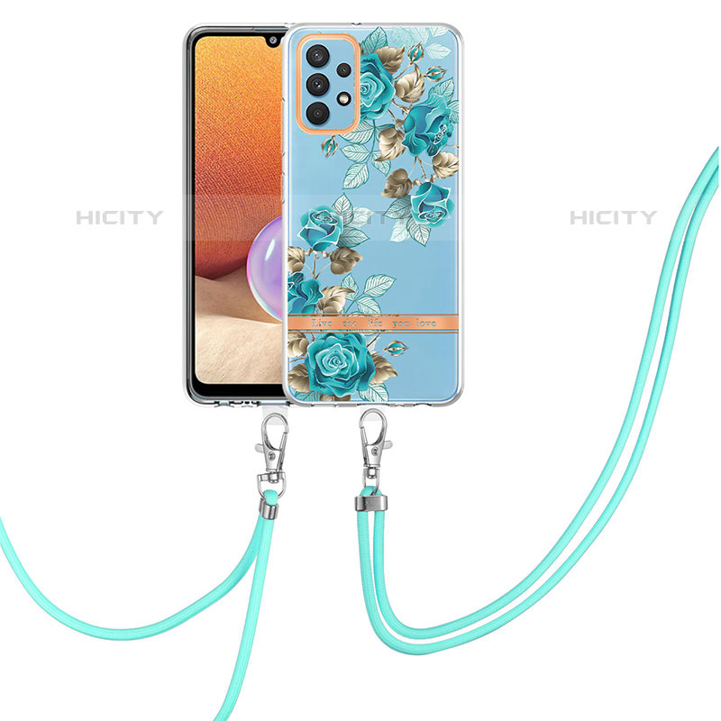 Handyhülle Silikon Hülle Gummi Schutzhülle Flexible Modisch Muster mit Schlüsselband Lanyard Y06B für Samsung Galaxy M32 5G