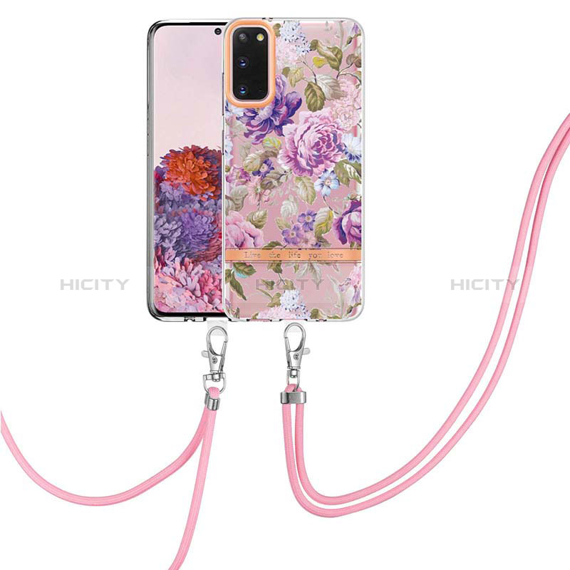 Handyhülle Silikon Hülle Gummi Schutzhülle Flexible Modisch Muster mit Schlüsselband Lanyard Y06B für Samsung Galaxy S20