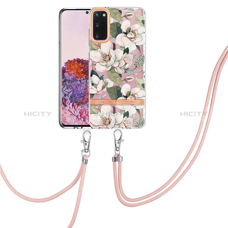 Handyhülle Silikon Hülle Gummi Schutzhülle Flexible Modisch Muster mit Schlüsselband Lanyard Y06B für Samsung Galaxy S20 groß