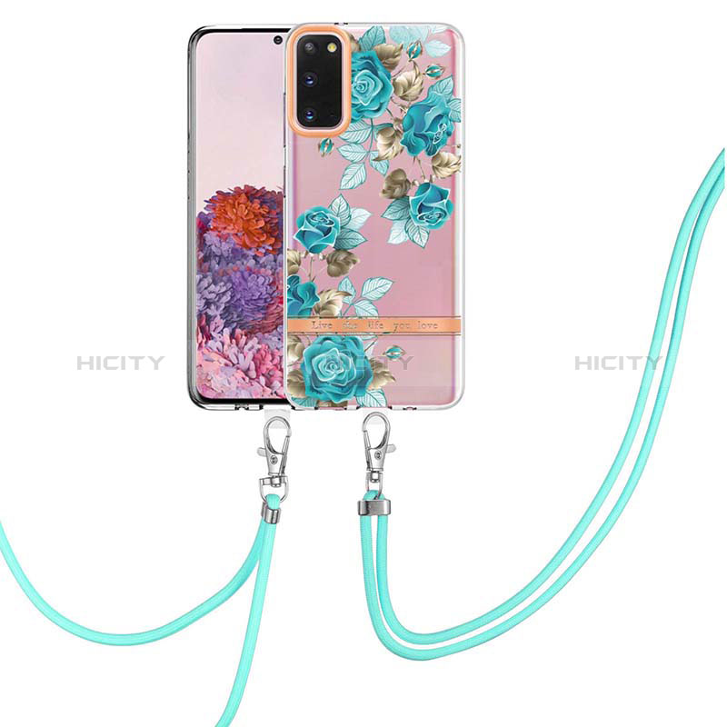 Handyhülle Silikon Hülle Gummi Schutzhülle Flexible Modisch Muster mit Schlüsselband Lanyard Y06B für Samsung Galaxy S20 5G groß