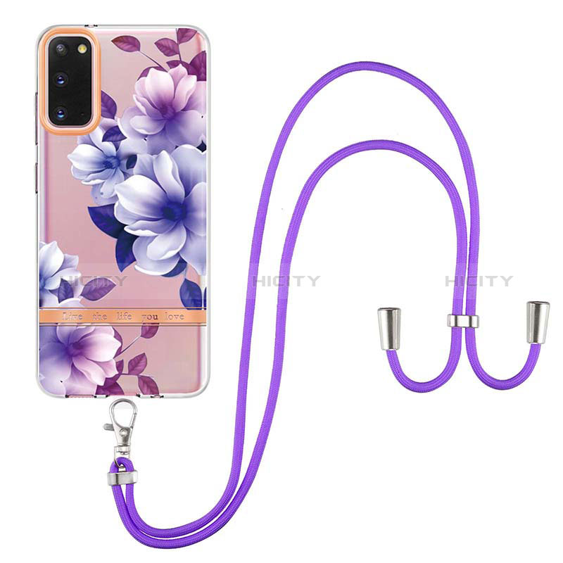 Handyhülle Silikon Hülle Gummi Schutzhülle Flexible Modisch Muster mit Schlüsselband Lanyard Y06B für Samsung Galaxy S20 5G groß