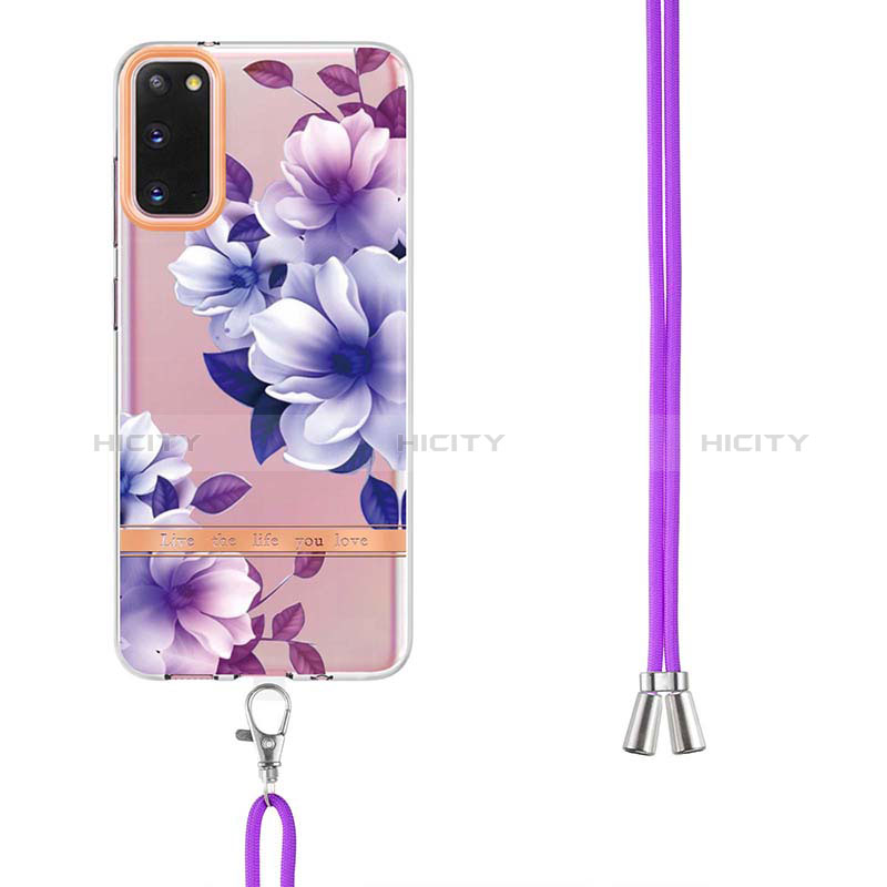 Handyhülle Silikon Hülle Gummi Schutzhülle Flexible Modisch Muster mit Schlüsselband Lanyard Y06B für Samsung Galaxy S20 5G groß