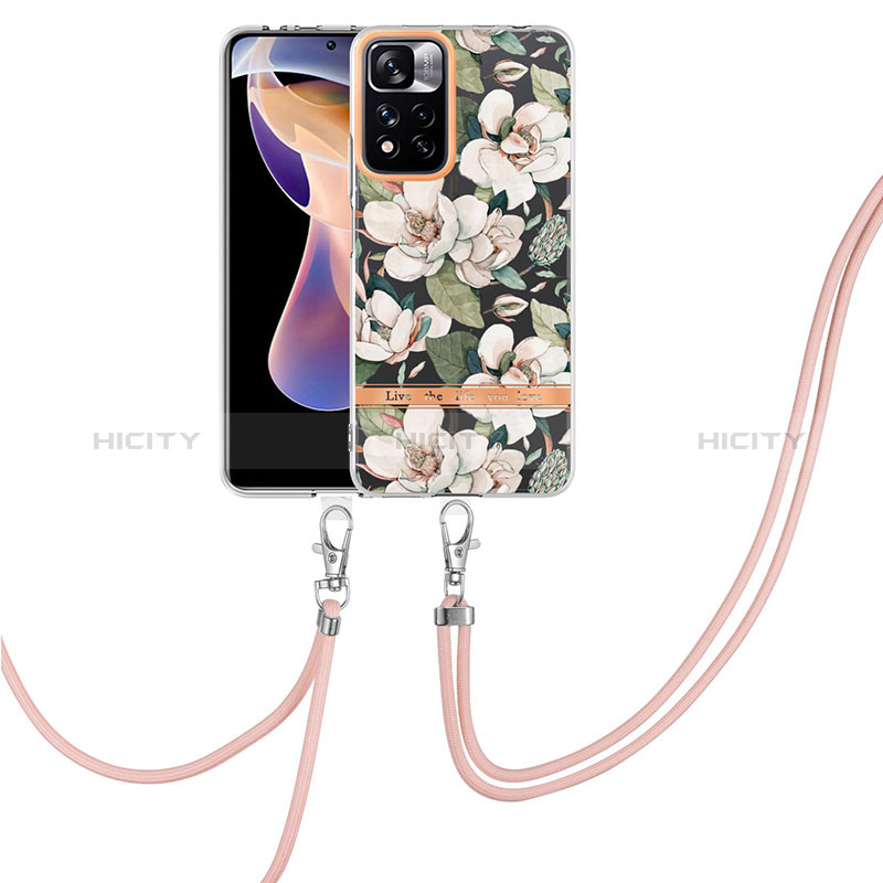 Handyhülle Silikon Hülle Gummi Schutzhülle Flexible Modisch Muster mit Schlüsselband Lanyard Y06B für Xiaomi Mi 11i 5G (2022) Weiß Plus