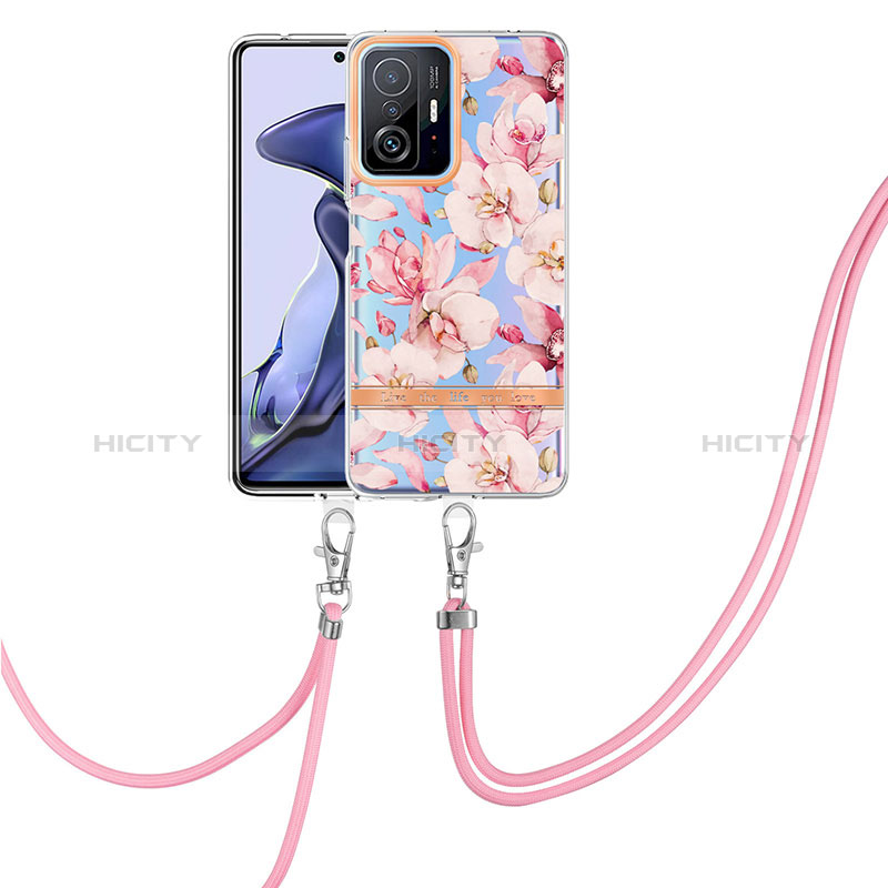 Handyhülle Silikon Hülle Gummi Schutzhülle Flexible Modisch Muster mit Schlüsselband Lanyard Y06B für Xiaomi Mi 11T 5G Rosa Plus