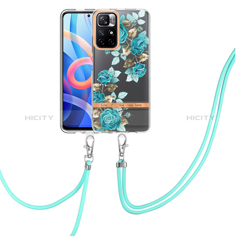 Handyhülle Silikon Hülle Gummi Schutzhülle Flexible Modisch Muster mit Schlüsselband Lanyard Y06B für Xiaomi Poco M4 Pro 5G