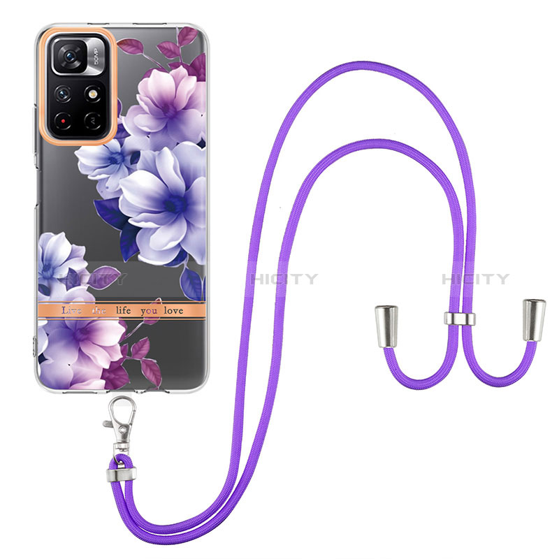 Handyhülle Silikon Hülle Gummi Schutzhülle Flexible Modisch Muster mit Schlüsselband Lanyard Y06B für Xiaomi Poco M4 Pro 5G groß