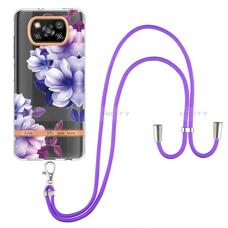 Handyhülle Silikon Hülle Gummi Schutzhülle Flexible Modisch Muster mit Schlüsselband Lanyard Y06B für Xiaomi Poco X3 NFC groß