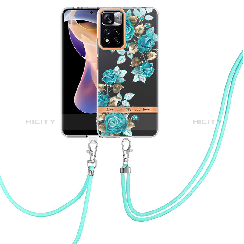 Handyhülle Silikon Hülle Gummi Schutzhülle Flexible Modisch Muster mit Schlüsselband Lanyard Y06B für Xiaomi Poco X4 NFC groß