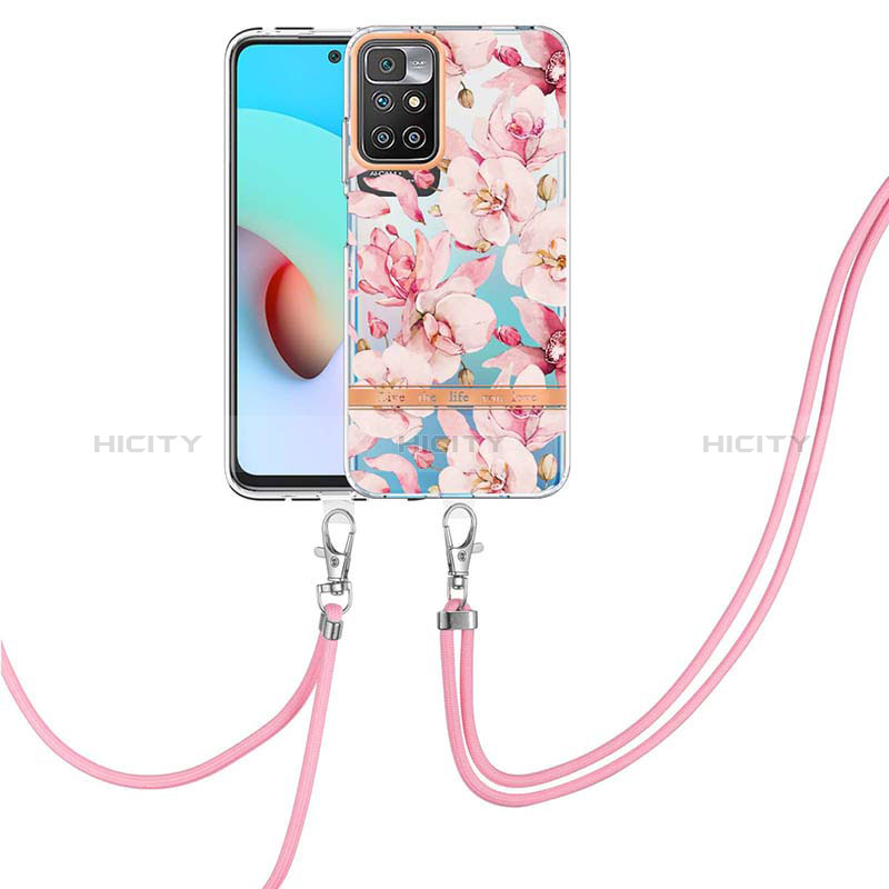 Handyhülle Silikon Hülle Gummi Schutzhülle Flexible Modisch Muster mit Schlüsselband Lanyard Y06B für Xiaomi Redmi 10 (2022)