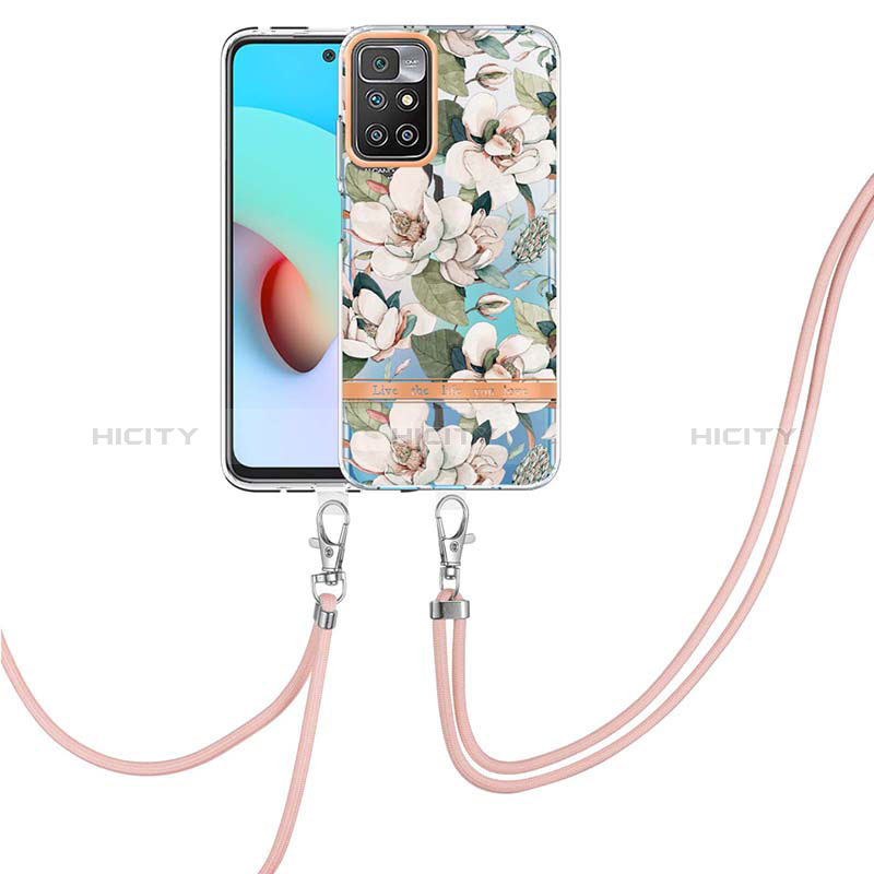 Handyhülle Silikon Hülle Gummi Schutzhülle Flexible Modisch Muster mit Schlüsselband Lanyard Y06B für Xiaomi Redmi 10 (2022)