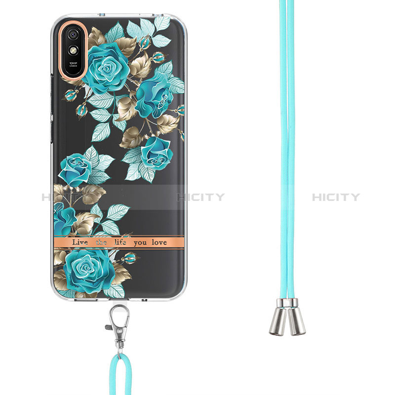 Handyhülle Silikon Hülle Gummi Schutzhülle Flexible Modisch Muster mit Schlüsselband Lanyard Y06B für Xiaomi Redmi 9AT