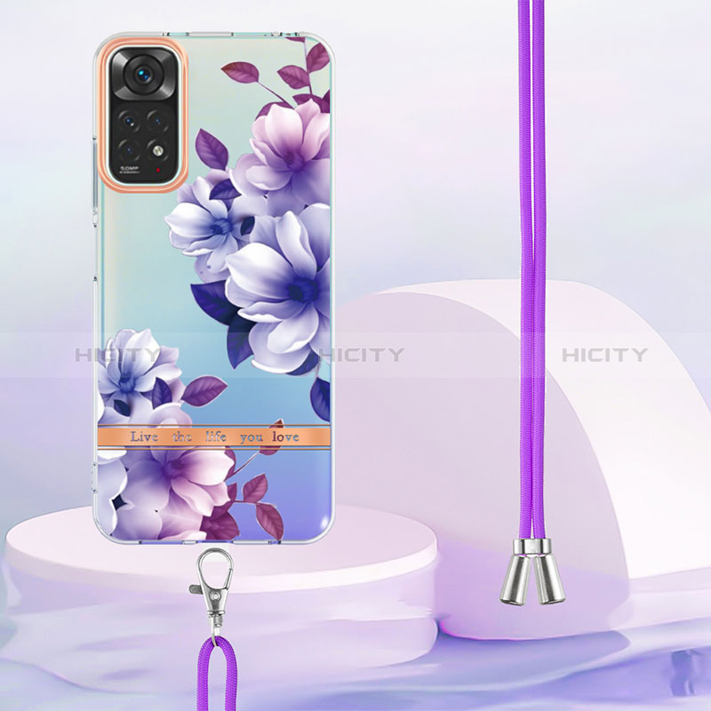 Handyhülle Silikon Hülle Gummi Schutzhülle Flexible Modisch Muster mit Schlüsselband Lanyard Y06B für Xiaomi Redmi Note 11 4G (2022) groß