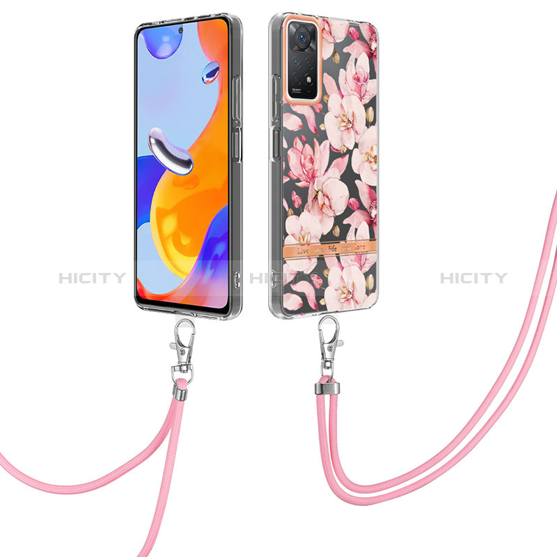 Handyhülle Silikon Hülle Gummi Schutzhülle Flexible Modisch Muster mit Schlüsselband Lanyard Y06B für Xiaomi Redmi Note 11 Pro 5G groß