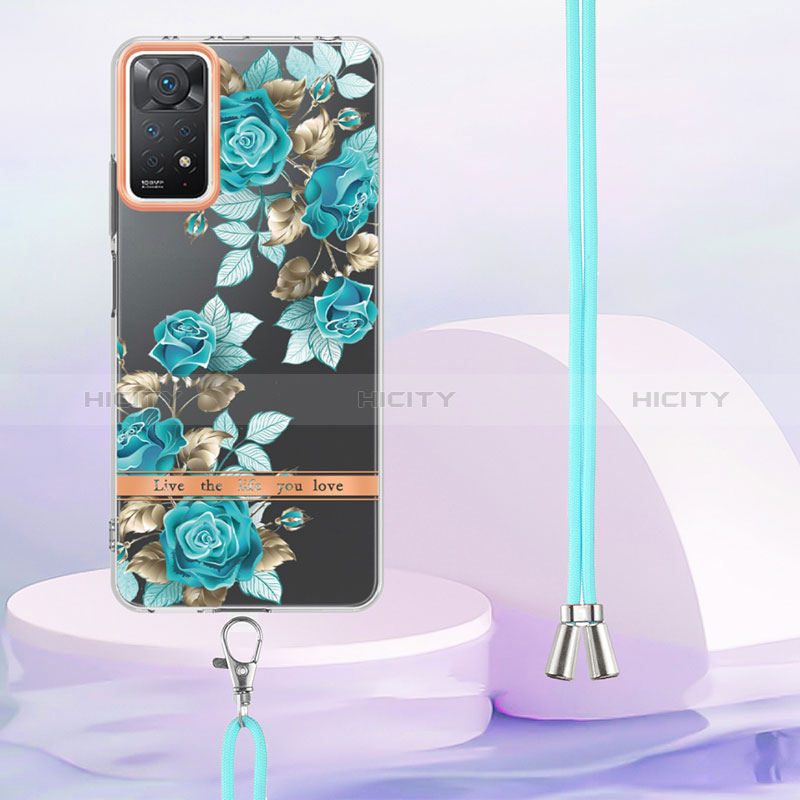 Handyhülle Silikon Hülle Gummi Schutzhülle Flexible Modisch Muster mit Schlüsselband Lanyard Y06B für Xiaomi Redmi Note 11 Pro 5G groß