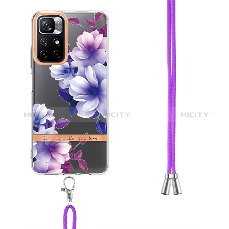 Handyhülle Silikon Hülle Gummi Schutzhülle Flexible Modisch Muster mit Schlüsselband Lanyard Y06B für Xiaomi Redmi Note 11T 5G groß