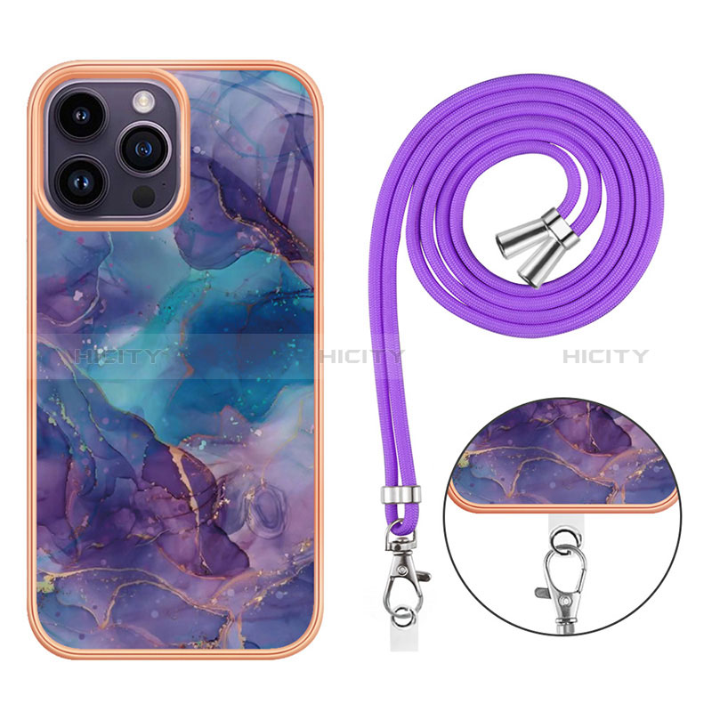 Handyhülle Silikon Hülle Gummi Schutzhülle Flexible Modisch Muster mit Schlüsselband Lanyard Y07B für Apple iPhone 13 Pro groß