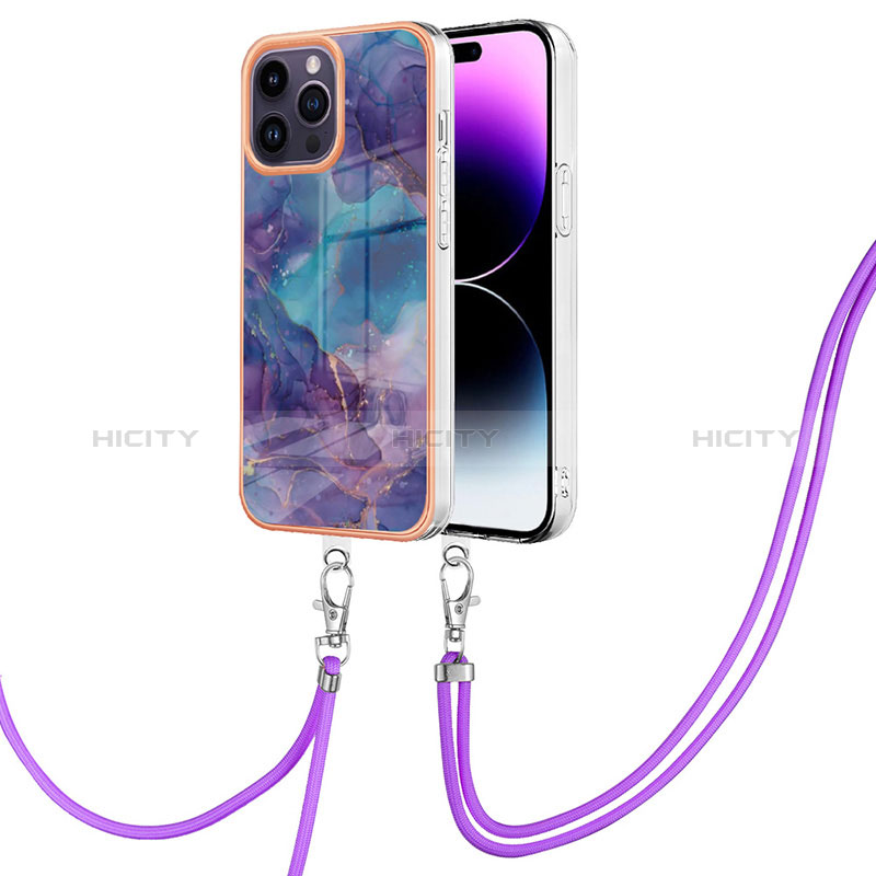 Handyhülle Silikon Hülle Gummi Schutzhülle Flexible Modisch Muster mit Schlüsselband Lanyard Y07B für Apple iPhone 13 Pro Max groß