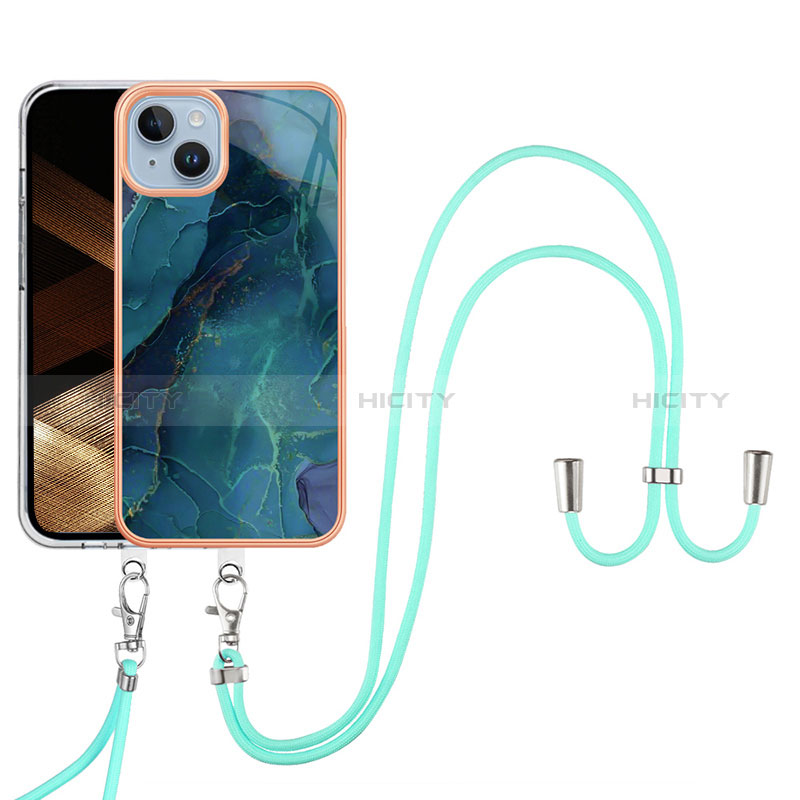 Handyhülle Silikon Hülle Gummi Schutzhülle Flexible Modisch Muster mit Schlüsselband Lanyard Y07B für Apple iPhone 14 groß