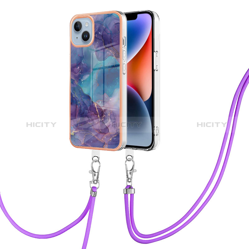 Handyhülle Silikon Hülle Gummi Schutzhülle Flexible Modisch Muster mit Schlüsselband Lanyard Y07B für Apple iPhone 14