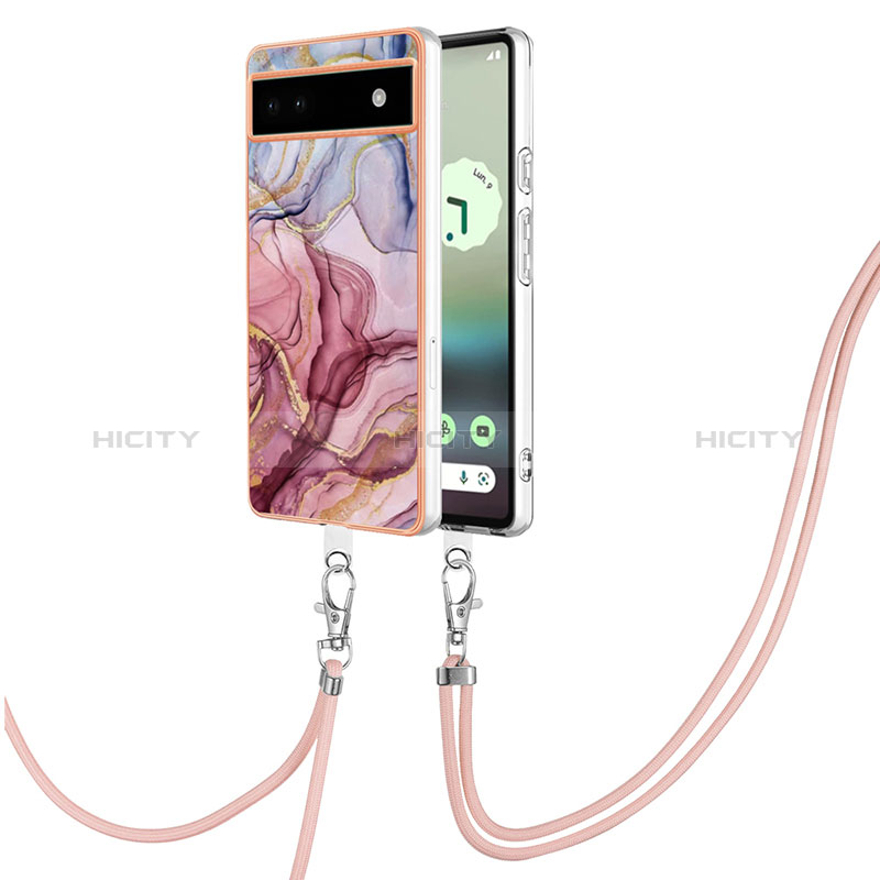 Handyhülle Silikon Hülle Gummi Schutzhülle Flexible Modisch Muster mit Schlüsselband Lanyard Y07B für Google Pixel 6a 5G