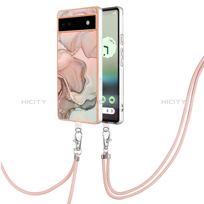 Handyhülle Silikon Hülle Gummi Schutzhülle Flexible Modisch Muster mit Schlüsselband Lanyard Y07B für Google Pixel 6a 5G groß