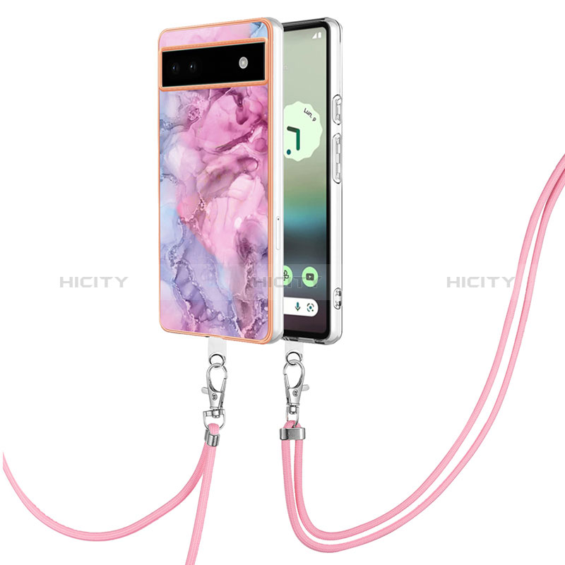 Handyhülle Silikon Hülle Gummi Schutzhülle Flexible Modisch Muster mit Schlüsselband Lanyard Y07B für Google Pixel 6a 5G