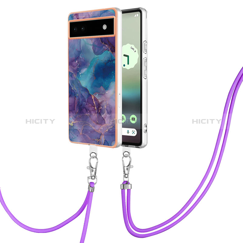 Handyhülle Silikon Hülle Gummi Schutzhülle Flexible Modisch Muster mit Schlüsselband Lanyard Y07B für Google Pixel 6a 5G groß