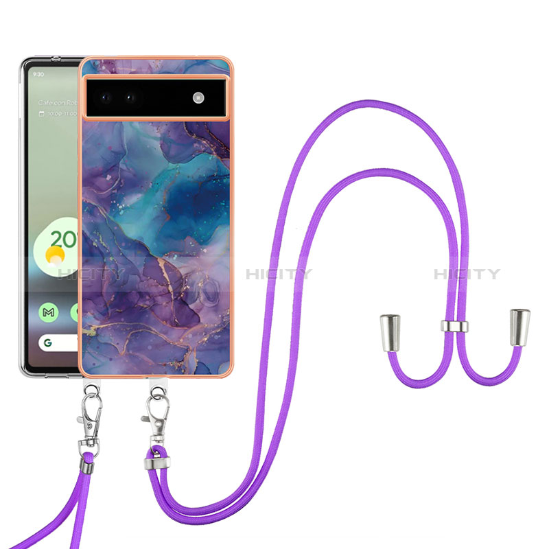 Handyhülle Silikon Hülle Gummi Schutzhülle Flexible Modisch Muster mit Schlüsselband Lanyard Y07B für Google Pixel 6a 5G groß