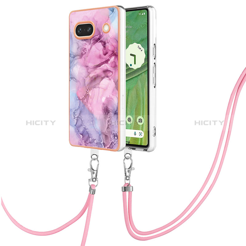 Handyhülle Silikon Hülle Gummi Schutzhülle Flexible Modisch Muster mit Schlüsselband Lanyard Y07B für Google Pixel 7a 5G groß