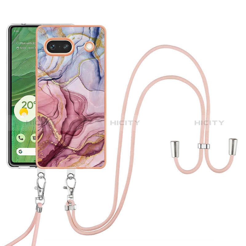 Handyhülle Silikon Hülle Gummi Schutzhülle Flexible Modisch Muster mit Schlüsselband Lanyard Y07B für Google Pixel 7a 5G groß