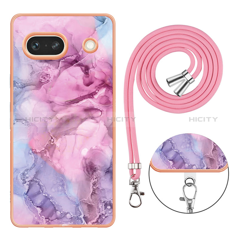 Handyhülle Silikon Hülle Gummi Schutzhülle Flexible Modisch Muster mit Schlüsselband Lanyard Y07B für Google Pixel 7a 5G groß