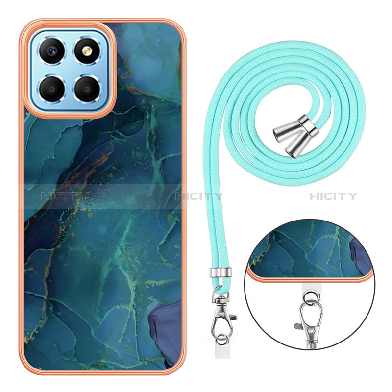 Handyhülle Silikon Hülle Gummi Schutzhülle Flexible Modisch Muster mit Schlüsselband Lanyard Y07B für Huawei Honor 70 Lite 5G groß