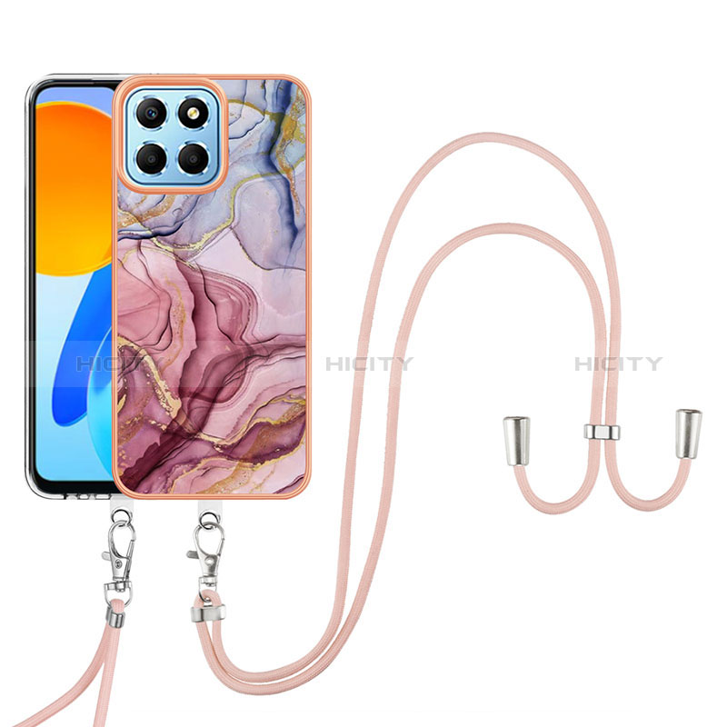 Handyhülle Silikon Hülle Gummi Schutzhülle Flexible Modisch Muster mit Schlüsselband Lanyard Y07B für Huawei Honor 70 Lite 5G